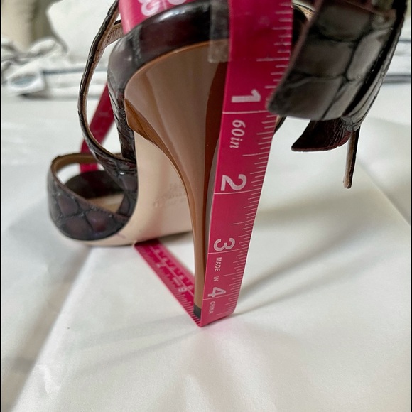 Miu Miu croc embossed bow ankle strap sandals - Picture 10 of 12